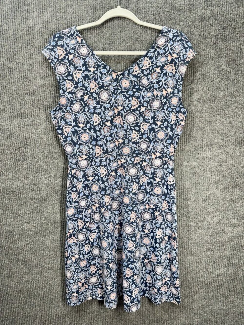 Title Nine Diamalete Dress Women M Blue Floral Athleisure Sleeveless V-Neck Mini - Picture 3 of 9